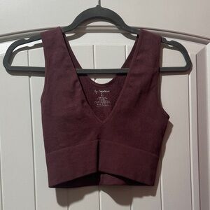 By Together Deep Burgundy V-Neck Tank Top